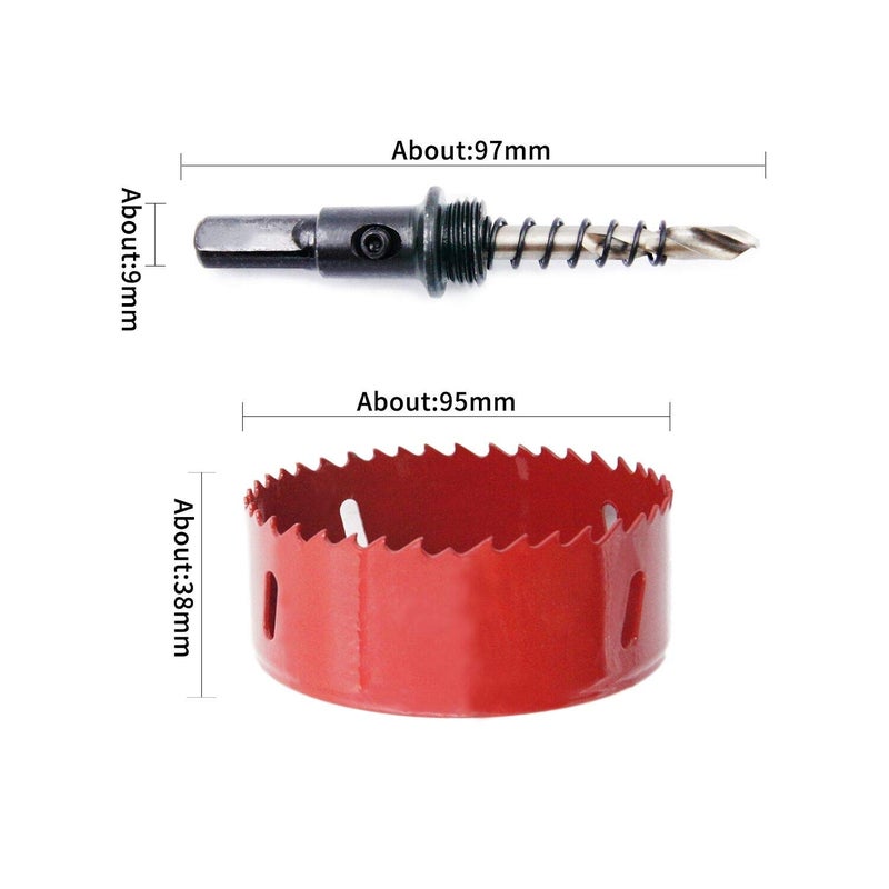 Laiwei Hole Saw Drill Bit LAIWEI HSS Hole Cutter with Arbor for Wood,PVC Board and Plasterboard(3-3/4"(95mm Hole Saw)) - Image 2